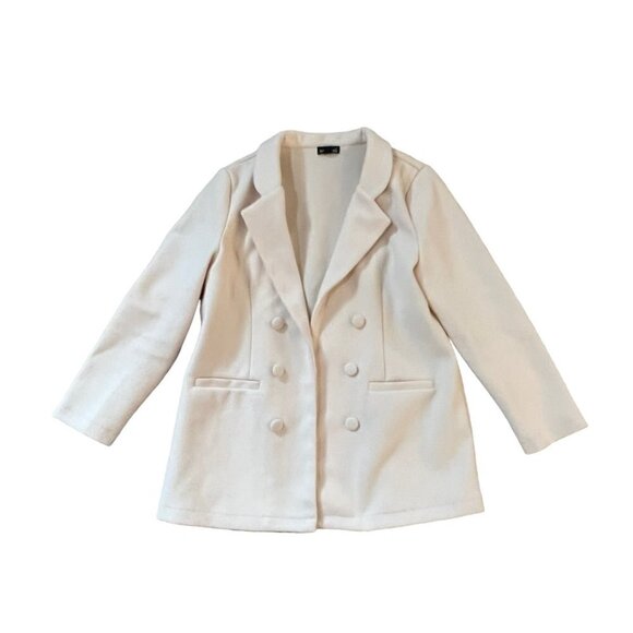 Messini Blazer Coat Jacket Cream Single Breasted Size Large L Career Office - Picture 1 of 6
